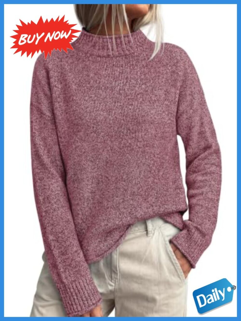 PRETTYGARDEN Women's Ribbed Knit Mock Neck Long Sleeve Pullover Sweater